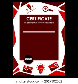 designer certificate with various tools