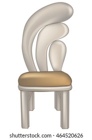  designer chair with fashioned back on white background