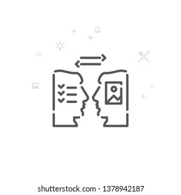 Designer and Client Vector Line Icon. Art, Design and Creativity Symbol, Pictogram, Sign. Light Abstract Geometric Background. Editable Stroke. Adjust Line Weight. Design with Pixel Perfection.
