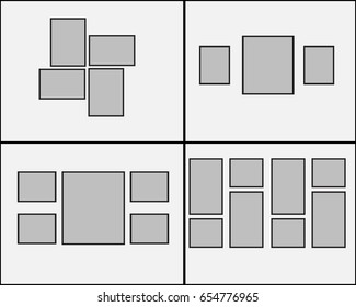 Designer concept - blank photo frames for your photos, paintings. The four options.