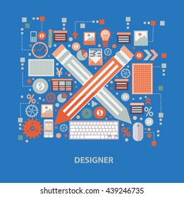 Designer concept design on blue background,vector