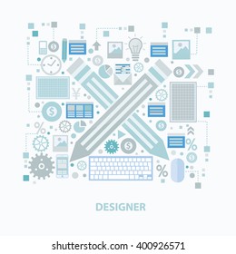 
Designer concept design on clean background,vector