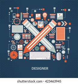 Designer concept design on dark background,vector