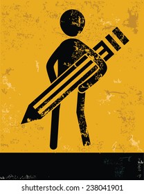 Designer concept,human resource design on yellow background,grunge vector