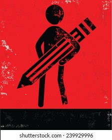 Designer concept,human resource design on red background,grunge vector