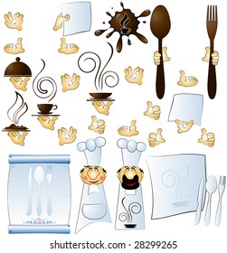 designer cook and hands constituent for restaurant menu