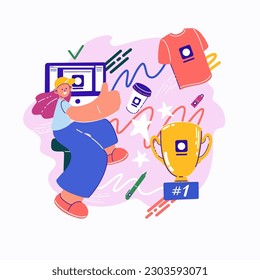 Designer creates logo for successful brand, vector hand drawn art