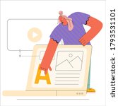 A designer is creating a web page online. Creative people collection.