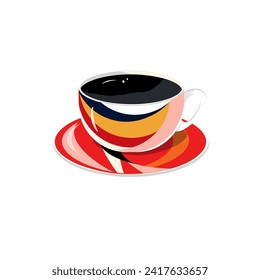 designer cup of tea. Vector cup multicolored