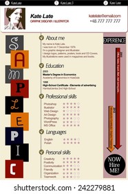 Designer curriculum vitae template in infographics style