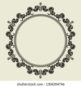 Designer decorative frame.Beautiful elegant vector element for design and place for your text. Border for any of your ideas.Lace image in the form of a circle