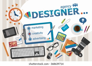Designer design concept. Typographic poster. Designer concepts for web banner and printed materials.