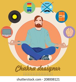Designer. Design and Internet services, programming. Vector illustration.
