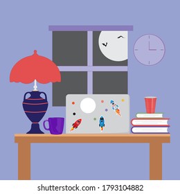 designer desk simple vector illustration design