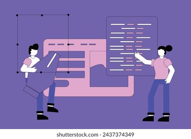 Designer and developer collaborating to build a website or application