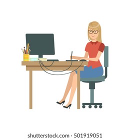Designer Drawing With Modern Devices, Creative Person Illustration