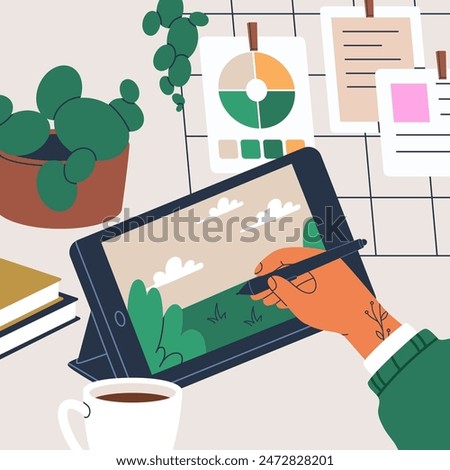 Designer drawing on a tablet PC