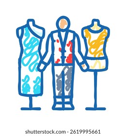 designer dressmaking fashion doodle icon sketch vector. designer dressmaking fashion sign. isolated symbol illustration