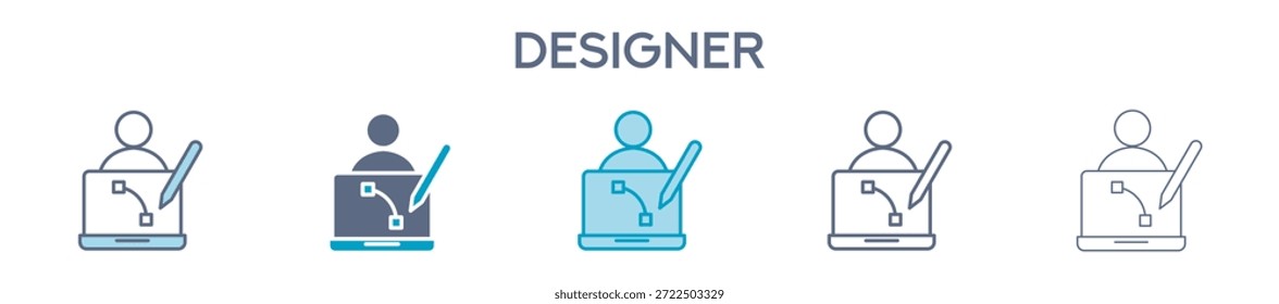 Designer Element For Design Graphic - Multi Styles. Vector Illustration Of Two Colored And Black. Multiple Icons Designs Can Be Used For Mobile, Ui, Web