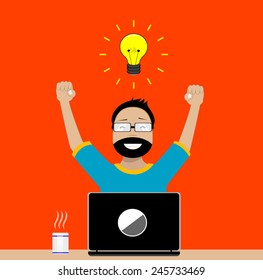 Designer enjoys success in its activities. Vector eps 10