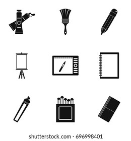 Designer equipment icons set. Simple set of 9 designer equipment vector icons for web isolated on white background