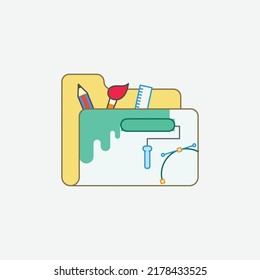  designer folder icon, isolated folders colored outline icon in light grey background, perfect for website, blog, logo, graphic design, social media, UI, mobile app