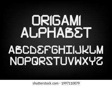 Designer font in the form of origami. Vector font. Part 1