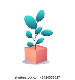Designer furniture of colorful set. This delightful depiction of a luxury home plant in a cartoon style, set against a white backdrop for a captivating visual experience. Vector illustration.