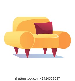 Designer furniture of colorful set. This illustration feature a stunningly designed luxury yellow armchair portrayed against a serene white background. Vector illustration.