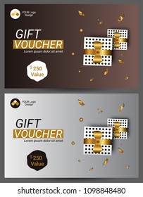Designer gift voucher and template design illustration. Gift voucher for online and offline shopping.