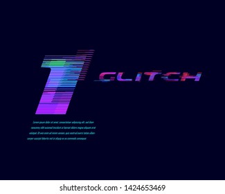 Designer Glitch font in vector format. Number version.