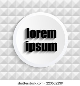 Designer gray monochrome template greeting card with geometric volume studs and place for text with shadow
