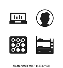 designer icon. 4 designer vector icons set. user, security code and laptop icons for web and design about designer theme