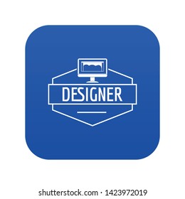 Designer icon blue vector isolated on white background