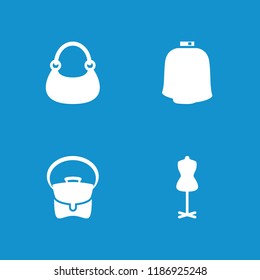 Designer icon. collection of 4 designer filled icons such as mannequin, bag. editable designer icons for web and mobile.