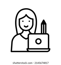 Designer Icon. Line Art Style Design Isolated On White Background