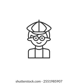 Icono del diseñador en el fondo blanco. Concepto del arte del icono del diseñador del contorno.