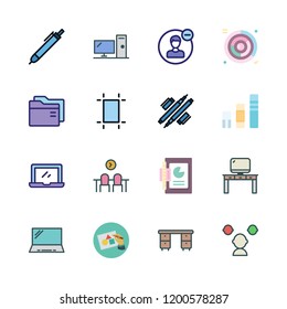 designer icon set. vector set about folder, desk, graphics and laptop icons set.
