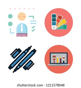 designer icon set. vector set about pantone, office material, laptop and graphics icons set.