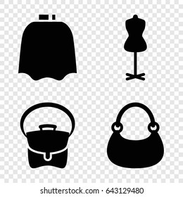 Designer icons set. set of 4 designer filled icons such as hairdresser peignoir, mannequin