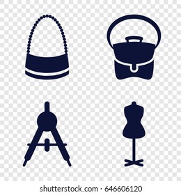Designer icons set. set of 4 designer filled icons such as compass, mannequin