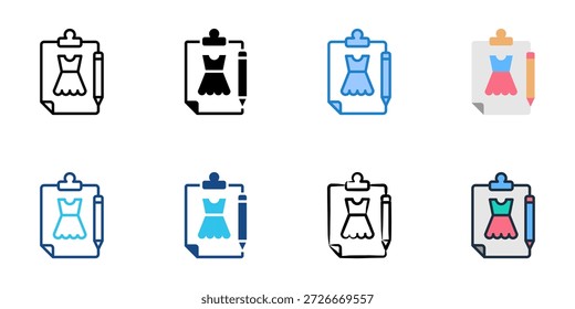  Modedesigner-Symbole setzen mehrere Stilkollektionen. Bearbeitbarer Strich 
