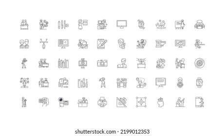 Designer ideas, linear icons, line signs set, vector collection