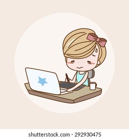 Designer, Illustrator Girl / Lady / Woman Isolated Vector / Image / Illustration / Drawing / Cartoon / Animation