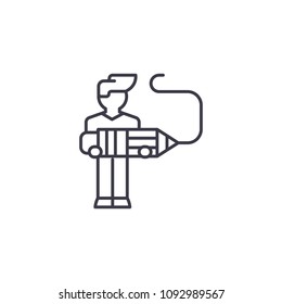 Designer illustrator linear icon concept. Designer illustrator line vector sign, symbol, illustration.