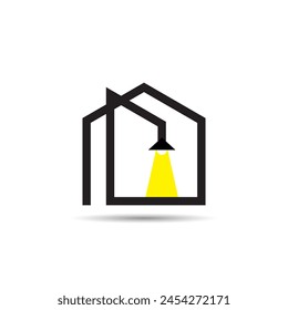 Designer Interior Logo. Illustrations of Lights, Spotlights, Homes and Interiors. Can be used as Logo and Trademark. Simple and elegant design. Recommended for Furniture Business identity and 