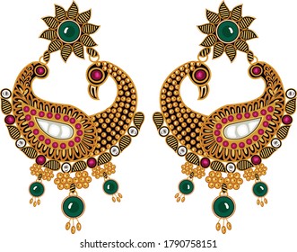 Designer jewelry ear rings with precious stones