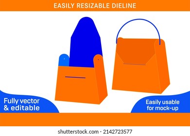 Designer Ladies Purse Bag Dieline Template And 3D Bag Vector File