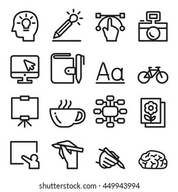 Designer line icon set  in thin line style