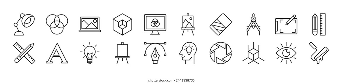 Designer Line Icons collection. Editable stroke. Simple linear illustration for web sites, newspapers, articles book